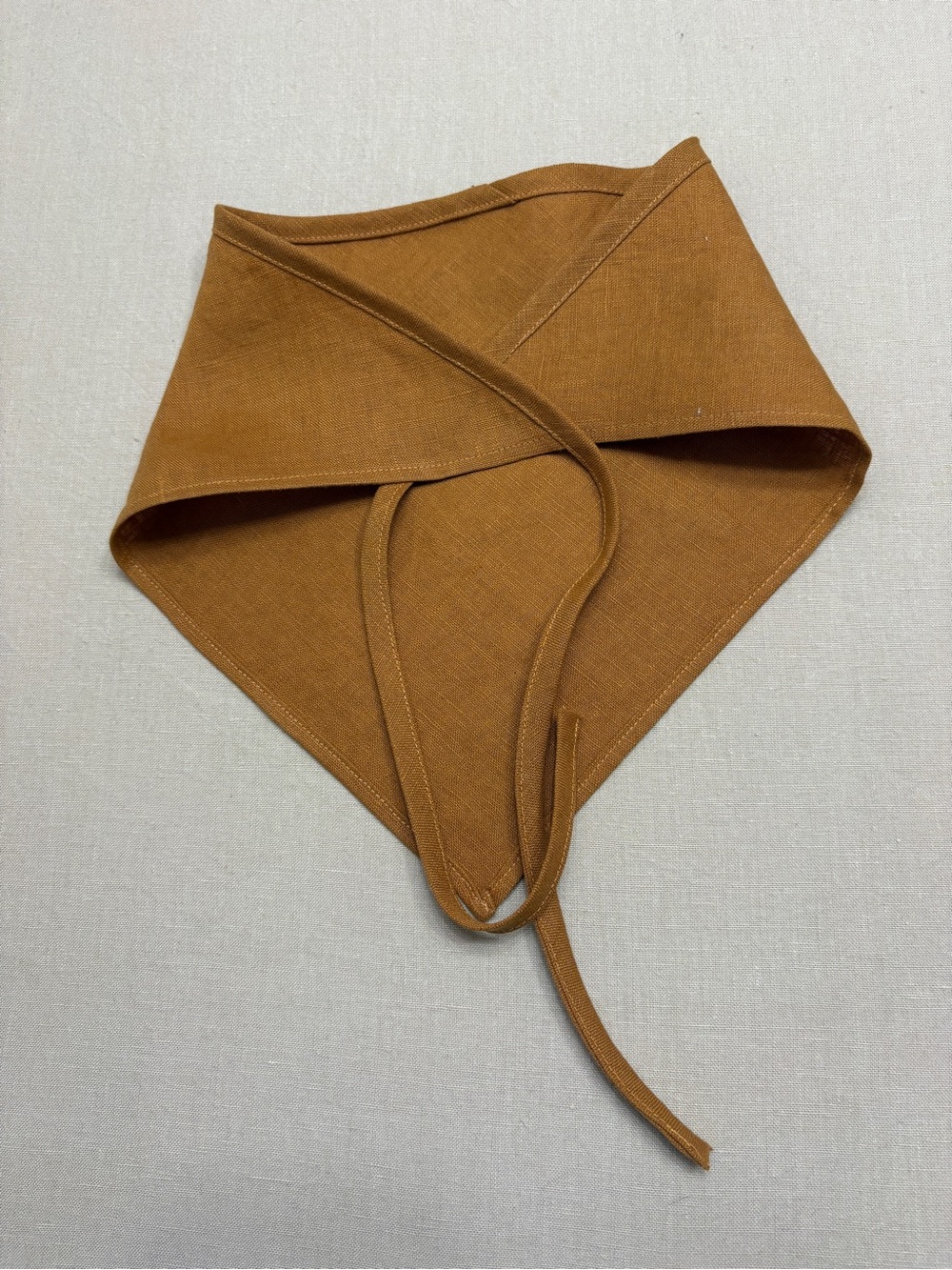 Linen Kerchief Bandana Scarf in Burnt Orange - Picture 5 of 7